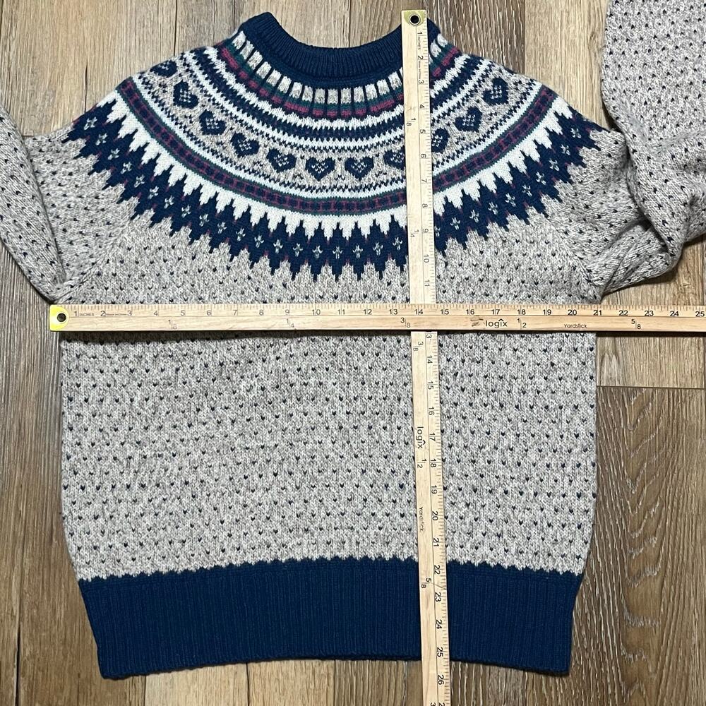 Vtg Woolrich Fair Isle Heart Sweater XL Birdseye Blue Cottagecore Countrycore - Picture 5 of 5